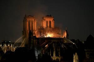 Het beeld van de metershoge vlammen die uit het dak van de Notre-Dame slaan, staat gegrift in het collectieve geheugen van de Fransen. beeld AFP, Bertrand Guay