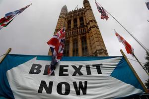 Demonstranten voor en tegen brexit in Londen. beeld AFP, Tolga AKMEN