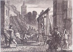 Staande op de ladder bij zijn galg vermaande Guido de Bres in 1567 om de overheid te gehoorzamen. beeld RD