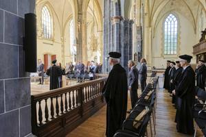 In de Martinikerk in Groningen vond woensdag de opening van het academisch jaar van de Protestantse Theologische Universiteit plaats. beeld Sjaak Verboom