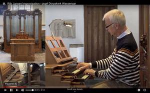 Rijk Jansen improviseert op het Mutin-Cavaillé-Collorgel in de Dorpskerk in Wassenaar. beeld RD