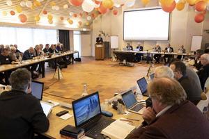 ​De synode van de Gereformeerde Kerken vrijgemaakt (GKV) donderdag in vergadering bijeen in Elspeet. beeld Anton Dommerholt​
