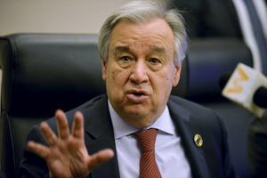 Dictators er alles aan doen om de Verenigde Naties, het Internationale Strafhof, en Amnesty International te saboteren. Foto: secretaris-generaal van de VN, Antonio Guterres. beeld AFP, Michael Tewelde