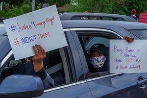 Protest na de dood van de arrestant in Minneapolis. beeld AFP