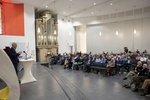 De studiedag over geloof en evolutie vond plaats in de Fonteinkerk te Nijkerk. beeld RD, Anton Dommerholt
