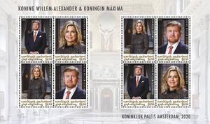 Voor het eerst sinds koning Willem-Alexander een baard draagt, verschijnen er postzegels met zijn nieuwe uiterlijk. Dat gebeurt in het Caribische deel van Nederland, zo kondigde postbedrijf FXDC Post donderdag aan. De postzegels verschijnen op Koningsdag op Bonaire, Saba en Sint-Eustatius. beeld ANP Handouts, FXDC Post