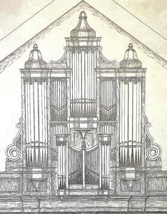 Ontwerp van het orgel dat Van den Heuvel gaat bouwen voor de hersteld hervormde gemeente van Ridderkerk. beeld Van den Heuvel Orgelbouw
