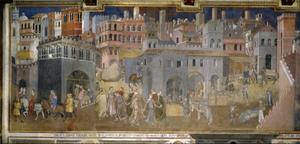 We zullen werk weer moeten gaan zien als de vreugdegerichte bezigheid van samenwerking, waar het fresco van Lorenzetti op duidt. beeld Wikimedia Commons
