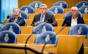 Van Brenk, Krol en Van Otterloo van 50PLUS tijdens een Tweede Kamerdebat in 2019. beeld ANP