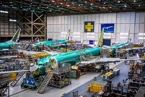 Fabriekshal van Boeing in Renton, VS. beeld ANP