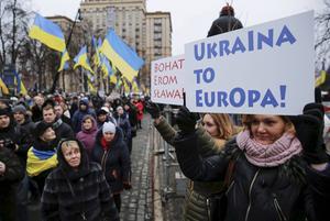 Bij deze Oekraïeners in Kiev is Europa favoriet, in tegenstelling tot de Russische Federatie. beeld EPA, Roman Pilipey