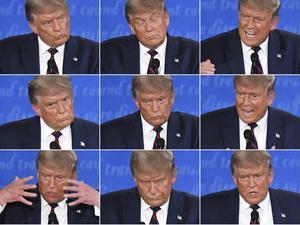 De Amerikaanse president Donald Trump en zijn Democratische uitdager Joe Biden gingen dinsdagnacht voor het eerst op televisie met elkaar in debat. Volgende week woensdag kruisen vicepresident Mike Pence en running mate Kamala Harris de verbale degens. beeld AFP, Saul Loeb