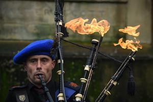 Een Schotse pro-onafhankelijkheidsdemonstrant in Glasgow. beeld AFP