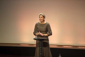Máxima hield op de conferentie, waarop werd teruggekeken op het eerste jaar van SchuldenlabNL, een toespraak over het belang van samenwerking om problematische schulden te bestrijden en te voorkomen. beeld ANP