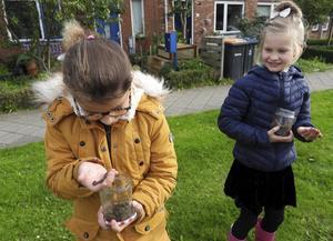 IJverig speuren kinderen van De Wartburg naar bodemdieren. beeld Kees van Reenen