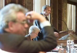 ChristenUnie-senator Egbert Schuurman tijdens de behandeling van de euthanasiewet in de Eerste Kamer. beeld ANP, Ed Oudenaarden