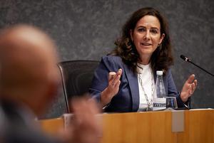 Halsema tijdens het spoeddebat woensdag. beeld ANP