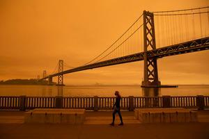 San Francisco kleurt oranje door de bosbranden. beeld Brittany Hosea-Small / AFP