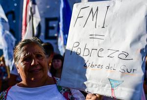 Protest tegen het IMF in Buenos Aires, eerder deze maand. beeld AFP