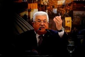 Abbas, dinsdag tijdens een toespraak in Ramallah. beeld AFP, Abbas Momani