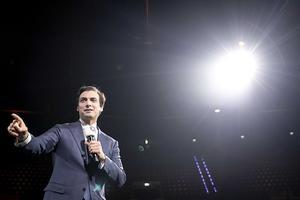 Baudet eind vorige maand, bij de presentatie van de top-10 van de FVD-kandidatenlijst voor de komende Kamerverkiezingen. beeld ANP, Sem van der Wal