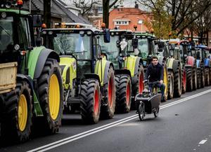 „In de media komen meestal de grote trekkers met de jonge gasten in beeld, maar buiten beeld stonden in Den Haag heel wat oudere boeren en boerinnen met kleine en gedateerde trekkers.” beeld ANP, Remko de Waal