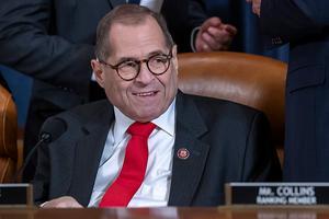 De Democratische voorzitter van de commissie voor Justitie van het Amerikaanse Huis van Afgevaardigden, Jerry Nadler, ei maandag dat het gedrag van president Trump een afzettingsprocedure rechtvaardigt. beeld EPA