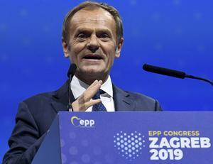 De nieuwgekozen EVP-president Donald Tusk. beeld AFP, Denis Lovrovic