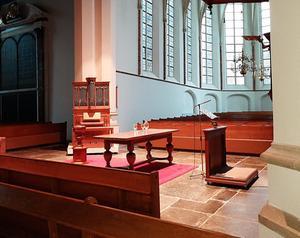 Het koororgel in de Grote Kerk van Leerdam. beeld Arie Woudenberg