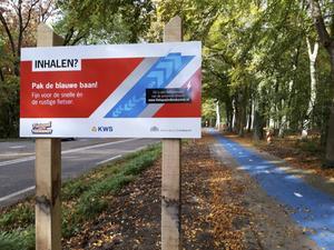 Het fietspad tussen Doorn en Leersum met de blauwe inhaalbaan.  beeld provincie Utrecht