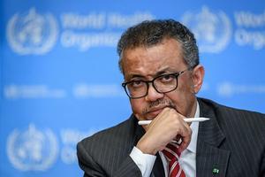 Directeur-generaal Tedros Adhanom Ghebreyesus van de WHO. beeld AFP, Fabrice Coffrini