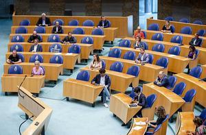 Overzicht van de stemmingen in de Tweede Kamer na afloop van het debat over de waardering van zorgmedewerkers. beeld ANP
