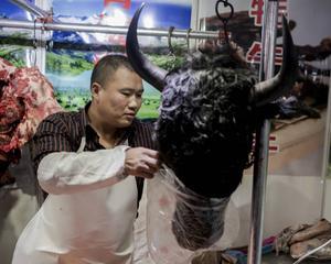 Chinezen zijn niet kieskeurig in wat ze eten. Foto: Markt in Peking. beeld AFP, Nicolas Asfouri