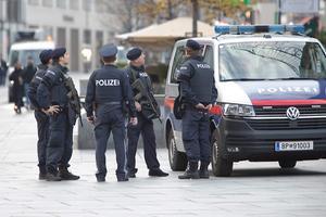 Ageten patrouilleren bij de Stephansplatz in Wenen. beeld AFP, ALEX HALADA