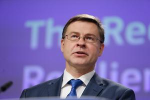 Valdis Dombrovskis. beeld AFP