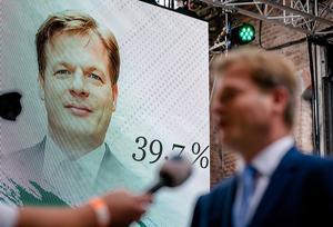 Pieter Omtzigt na afloop van de bekendmaking van de eerste stemmingsronde voor de lijsttrekkersverkiezing van het CDA. De stemmingsronde eerder deze week moest worden over gedaan in wegens fraudegevaar. beeld ANP