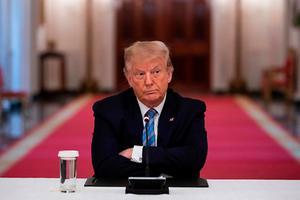 De Amerikaanse president Donald Trump heeft het Amerikaanse parlement dinsdag laten weten dat de VS officieel uit de Wereldgezondheidsorganisatie stappen. beeld AFP