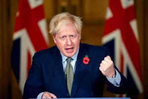 De Britse premier Boris Johnson kreeg maandag een nederlaag te verwerken: het Hogerhuis stemde delen van zijn brexitwet weg. beeld AFP, Tolga Akmen