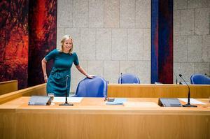 Minister Kajsa Ollongren van Binnenlandse Zaken en Koninkrijksrelaties (D66) tijdens het wekelijkse vragenuur in de Tweede Kamer. beeld ANP BART MAAT