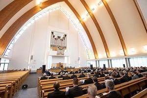 De generale synode van de Gereformeerde Gemeenten vergadert woensdag en donderdag opnieuw in Gouda. beeld RD, Anton Dommerholt