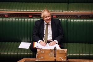 Premier Boris Johnson, woendag in het Britse parlement. beeld AFP, Jessica Taylor