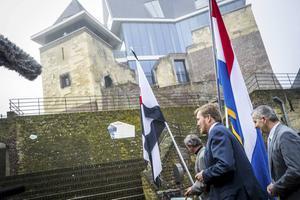 Koning Willem-Alexander in januari bij kasteel De Keverberg in Kessel, tijdens zijn geheim gehouden bezoek aan de Limburgse gemeente Peel en Maas. De voormalige residentie van de graven van Kessel is in 2015 hersteld uit een geconsolideerde ruïne. beeld ANP, Marcel van Hoorn