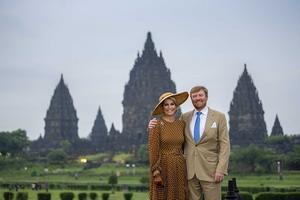 Het koningspaar tijdens het bezoek aan Prambanan. beeld ANP